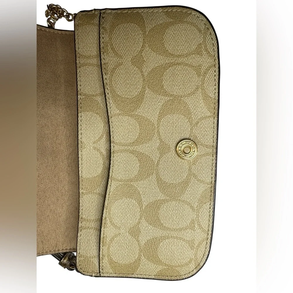 Coach Kleo Signature Canvas Leather Crossbody Bag Snakeskin Buckle NWOT